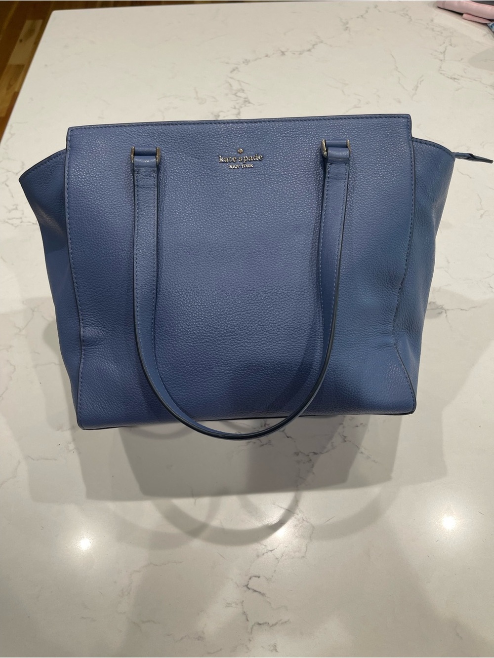 kate spade navy pebbled leather tote with gold logo - Picture 7 of 14